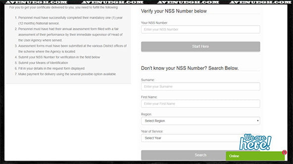 National Service Certificate Request Procedures - Home page