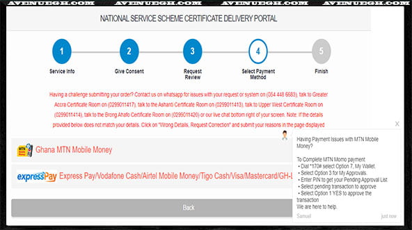 National Service Certificate Request Procedures -Delivery Payment
